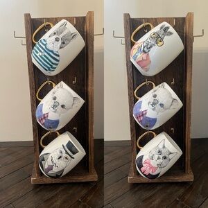 Pier One Set of 6 Animal Portrait Mugs